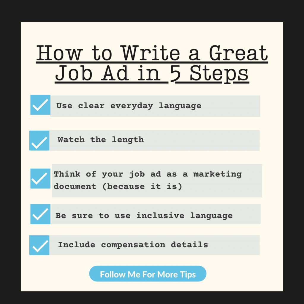 A list of tips on how to write a great job ad